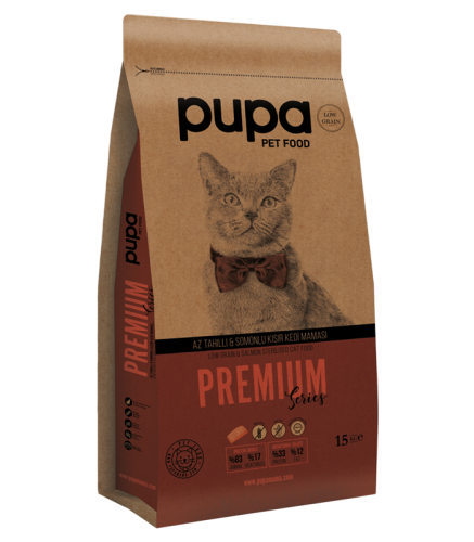 Pupa Az Tahıllı & Somonlu Kısır Kedi Maması 15 Kg - 0
